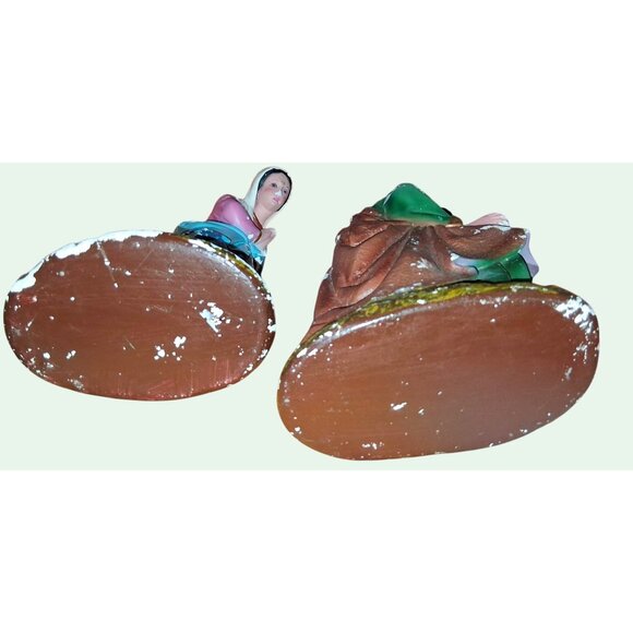 Vintage Nativity Scene Figurines Set Joseph Mary Shepherd Hand-Painted Chalkware - Picture 13 of 14